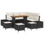 Conjunto de sofá de jardín con cojín 9 pcs Negro Poliratán
