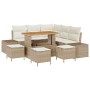 Conjunto de sofá de jardín con cojín 9 pcs Beige Poliratán