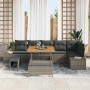 Conjunto de sofá de jardín con cojín 9 pcs Gris Poliratán