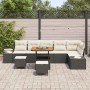 Conjunto de sofá de jardín con cojín 9 pcs Negro Poliratán