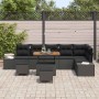 Conjunto de sofá de jardín con cojín 9 pcs Negro Poliratán