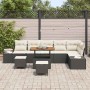 Conjunto de sofá de jardín con cojín 9 pcs Negro Poliratán