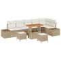 Conjunto de sofá de jardín con cojín 9 pcs Beige Poliratán