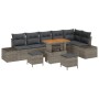 Conjunto de sofá de jardín con cojín 9 pcs Gris Poliratán