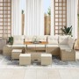 Conjunto de sofá de jardín con cojín 10 pcs Beige Poliratán
