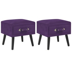Mesitas de noche 2 unidades 40x35x40cm terciopelo morado oscuro