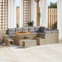 Conjunto de sofá de jardín 12 pcs Beige Poliratán