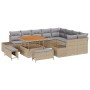 Conjunto de sofá de jardín 12 pcs Beige Poliratán