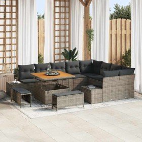 Conjunto de sofá de jardín 12 pcs Gris Poliratán