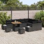 Conjunto de sofá de jardín 12 pcs Negro Poliratán