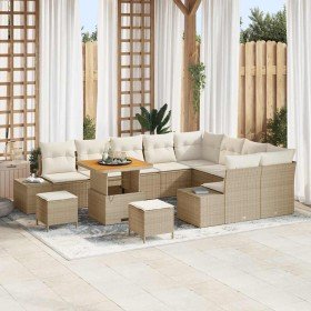 Conjunto de sofá de jardín 12 pcs Beige Poliratán