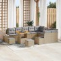 Conjunto de sofá de jardín 12 pcs Beige Poliratán