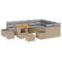 Conjunto de sofá de jardín 12 pcs Beige Poliratán