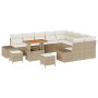 Conjunto de sofá de jardín 12 pcs Beige Poliratán
