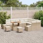 Conjunto de sofá de jardín 12 pcs Beige Poliratán