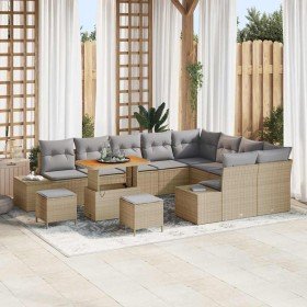 Conjunto de sofá de jardín 12 pcs Beige Poliratán Conjunto de sofá de jardín 12 pcs Beige Poliratán