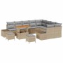 Conjunto de sofá de jardín 12 pcs Beige Poliratán