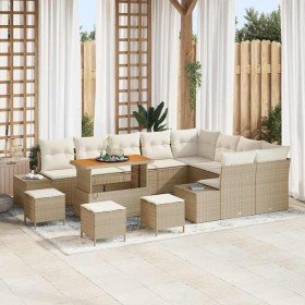 Conjunto de sofá de jardín 13 pcs Beige Poliratán