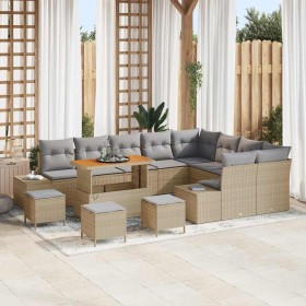 Conjunto de sofá de jardín 13 pcs Beige Poliratán