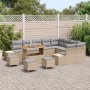 Conjunto de sofá de jardín 13 pcs Beige Poliratán