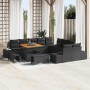 Conjunto de sofá de jardín con cojín 13 pcs Negro Poliratán