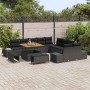 Conjunto de sofá de jardín con cojín 13 pcs Negro Poliratán