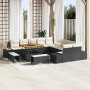 Conjunto de sofá de jardín con cojín 13 pcs Negro Poliratán