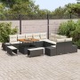 Conjunto de sofá de jardín con cojín 13 pcs Negro Poliratán