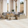 Conjunto de sofá de jardín con cojín 13 pcs Beige Poliratán