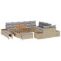 Conjunto de sofá de jardín con cojín 13 pcs Beige Poliratán