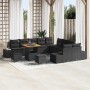 Conjunto de sofá de jardín con cojín 13 pcs Negro Poliratán