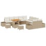Conjunto de sofá de jardín con cojín 13 pcs Beige Poliratán