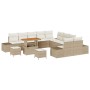 Conjunto de sofá de jardín con cojín 13 pcs Beige Poliratán