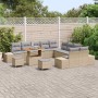 Conjunto de sofá de jardín con cojín 13 pcs Beige Poliratán