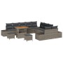 Conjunto de sofá de jardín con cojín 13 pcs Gris Poliratán