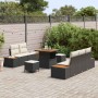 Conjunto de sofá de jardín con cojín 8 pcs Negro Poliratán