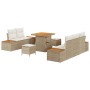 Conjunto de sofá de jardín con cojín 8 pcs Beige Poliratán