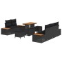 Conjunto de sofá de jardín con cojín 8 pcs Negro Poliratán