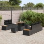 Conjunto de sofá de jardín con cojín 8 pcs Negro Poliratán