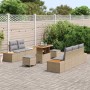 Conjunto de sofá de jardín con cojín 8 pcs Beige Poliratán