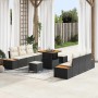 Conjunto de sofá de jardín con cojín 9 pcs Negro Poliratán