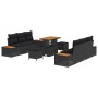 Conjunto de sofá de jardín con cojín 9 pcs Negro Poliratán