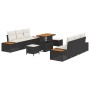 Conjunto de sofá de jardín con cojín 9 pcs Negro Poliratán