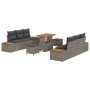 Conjunto de sofá de jardín con cojín 9 pcs Gris Poliratán