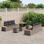 Conjunto de sofá de jardín con cojín 9 pcs Gris Poliratán