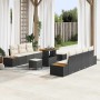 Conjunto de sofá de jardín con cojín 10 pcs Negro Poliratán