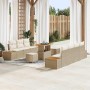 Conjunto de sofá de jardín con cojín 10 pcs Beige Poliratán