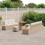 Conjunto de sofá de jardín con cojín 10 pcs Beige Poliratán