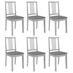 Sillas de comedor con cojines madera maciza gris 6 unidades Sillas de comedor con cojines madera maciza gris 6 unidades