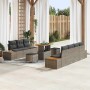 Conjunto de sofá de jardín con cojín 10 pcs Gris Poliratán